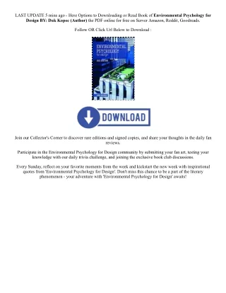 [PDF/Kindle] Book Environmental Psychology for Design By  Dak Kopec (Author)  Fu
