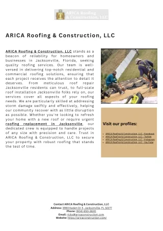 ARICA Roofing & Construction, LLC