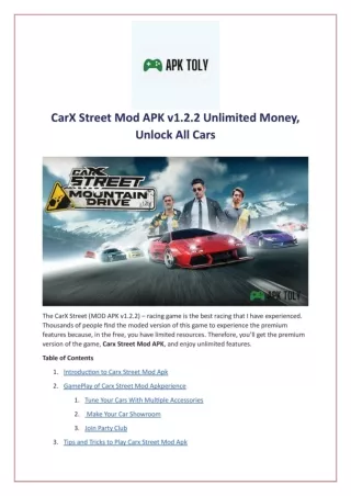 CarX Street Mod APK v1.2.2 Unlimited Money, Unlock All Cars