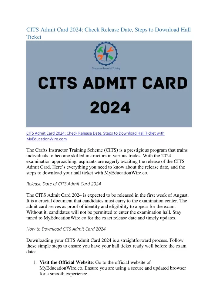 cits admit card 2024 check release date steps