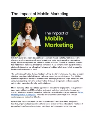 The Impact of Mobile Marketing