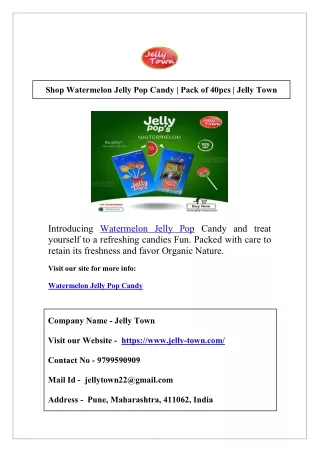 Shop Watermelon Jelly Pop Candy | Pack of 40pcs | Jelly Town
