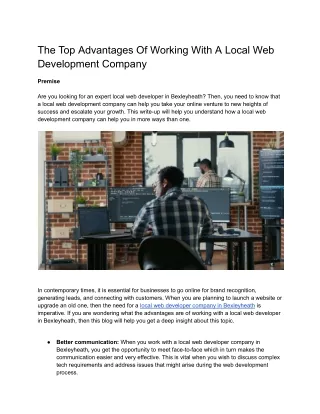 The Top Advantages Of Working With A Local Web Development Company