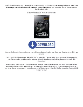 [Pdf/ePub] Mastering the Nikon D850 (The Mastering Camera Guide Series) By  Darr