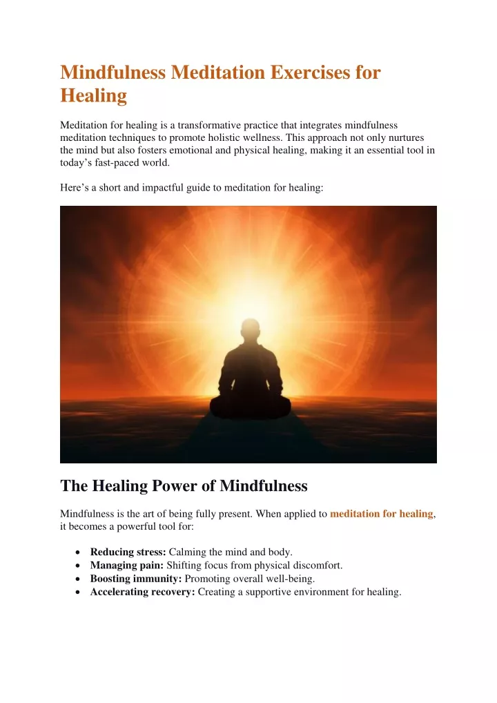 mindfulness meditation exercises for healing