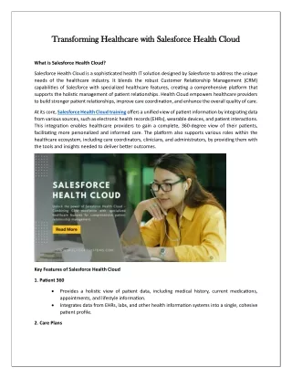 Transforming Healthcare with Salesforce Health Cloud