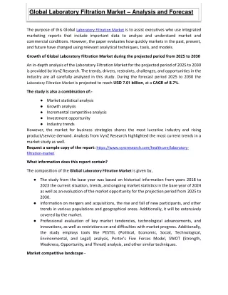 global laboratory filtration market analysis