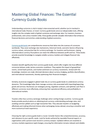mastering global finances the essential mastering