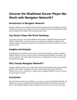 uncover the wealthiest soccer player net worth