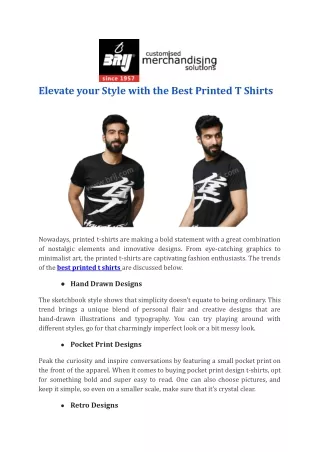 Elevate your Style with the Best Printed T Shirts