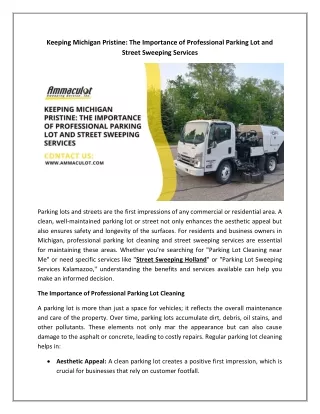 The Importance of Professional Parking Lot and Street Sweeping Services