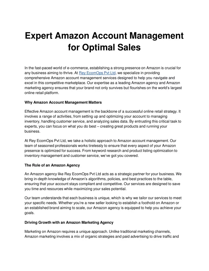 expert amazon account management for optimal sales