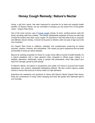 Honey Cough Remedy_ Nature's Nectar