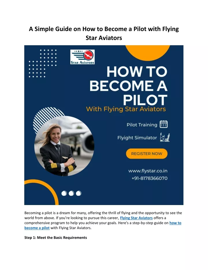 a simple guide on how to become a pilot with