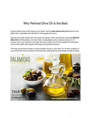 Why Refined Olive Oil Is the Best