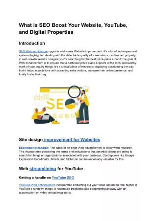 What is SEO Boost Your Website, YouTube, and Digital Properties