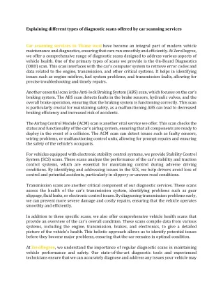 Explaining different types of diagnostic scans offered by car scanning services