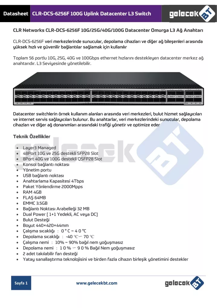 datasheet clr dcs 6256f 100g uplink datacenter