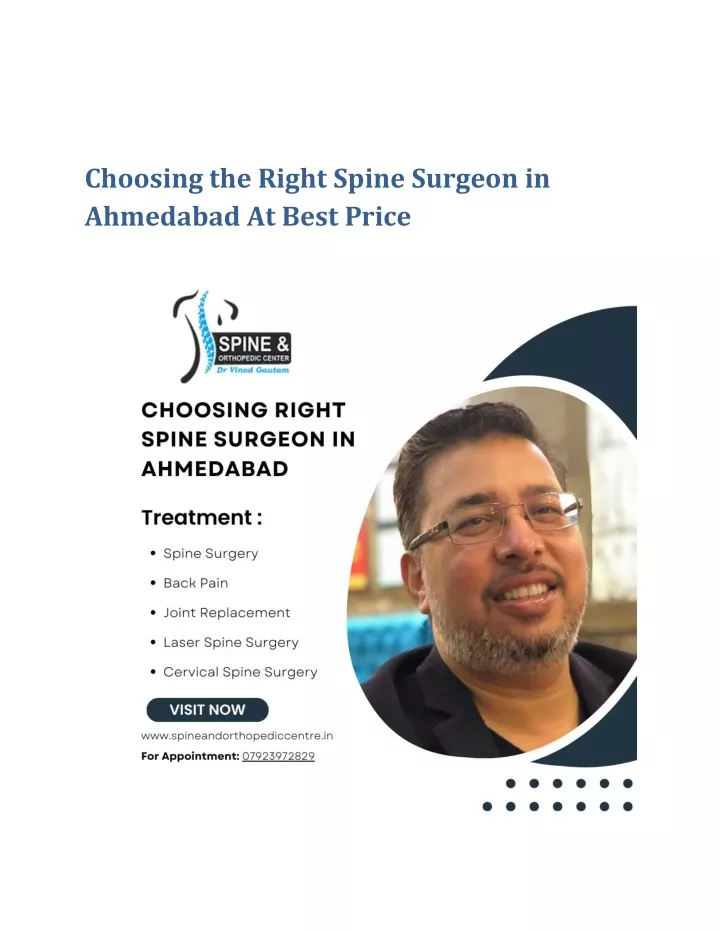 choosing the right spine surgeon in ahmedabad