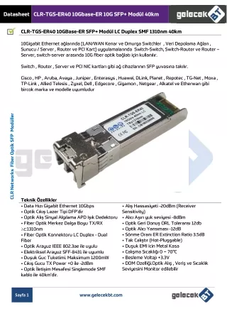 CLR-TGS-ER40 10Gbase-ER 10G SFP  Modül 40km GelecekBT