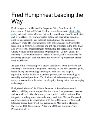 fred humphries leading the way