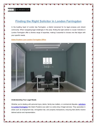 Finding the Right Solicitor in London Farringdon