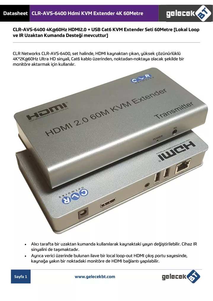 datasheet clr avs 6400 hdmi kvm extender