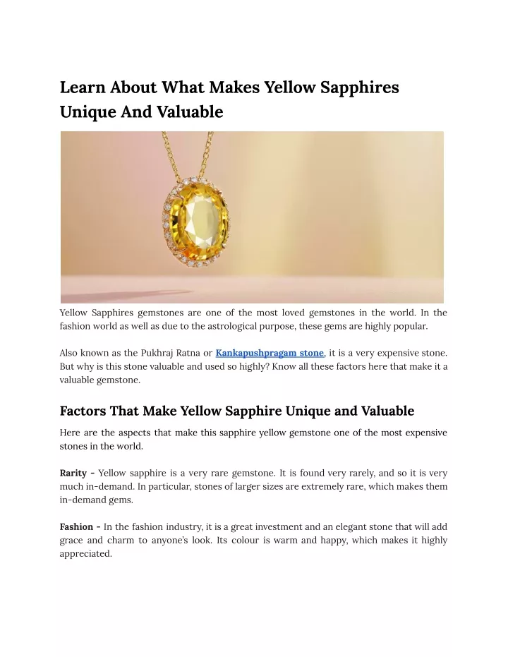 learn about what makes yellow sapphires unique