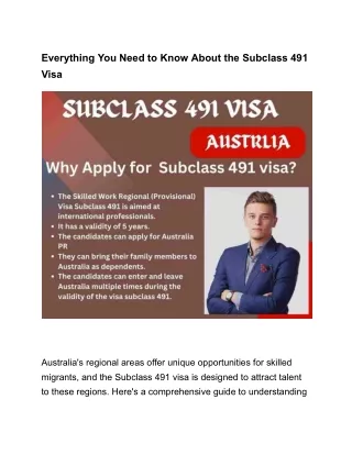 Exploring the Subclass 491 Visa: Your Pathway to Regional Australia