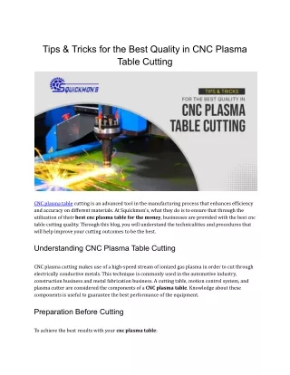 Tips & Tricks for Achieving the Best Quality in CNC Plasma Table Cutting