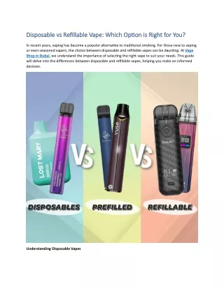 Disposable vs Refillable Vape