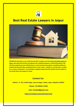 Best Real Estate Lawyers in Jaipur