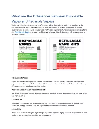 What are the Differences Between Disposable Vapes and Reusable Vapes