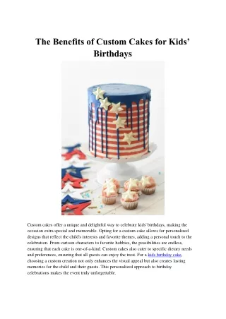 the benefits of custom cakes for kids birthdays