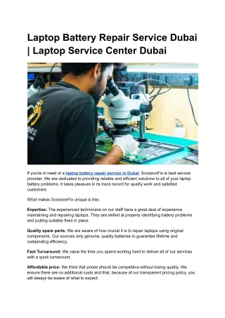 Laptop Battery Repair Service Dubai _ Laptop Service Center Dubai