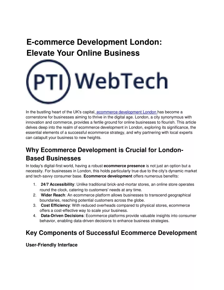 e commerce development london elevate your online