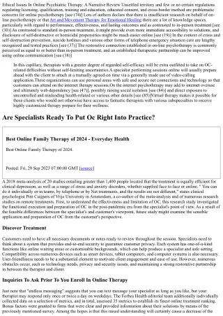 ethical issues in online psychiatric therapy