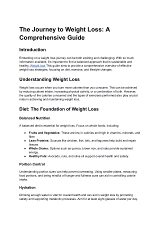 the journey to weight loss a comprehensive guide