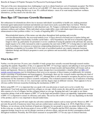 benefits dangers of peptide therapies