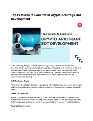 Top Features to Look for in Crypto Arbitrage Bot Development