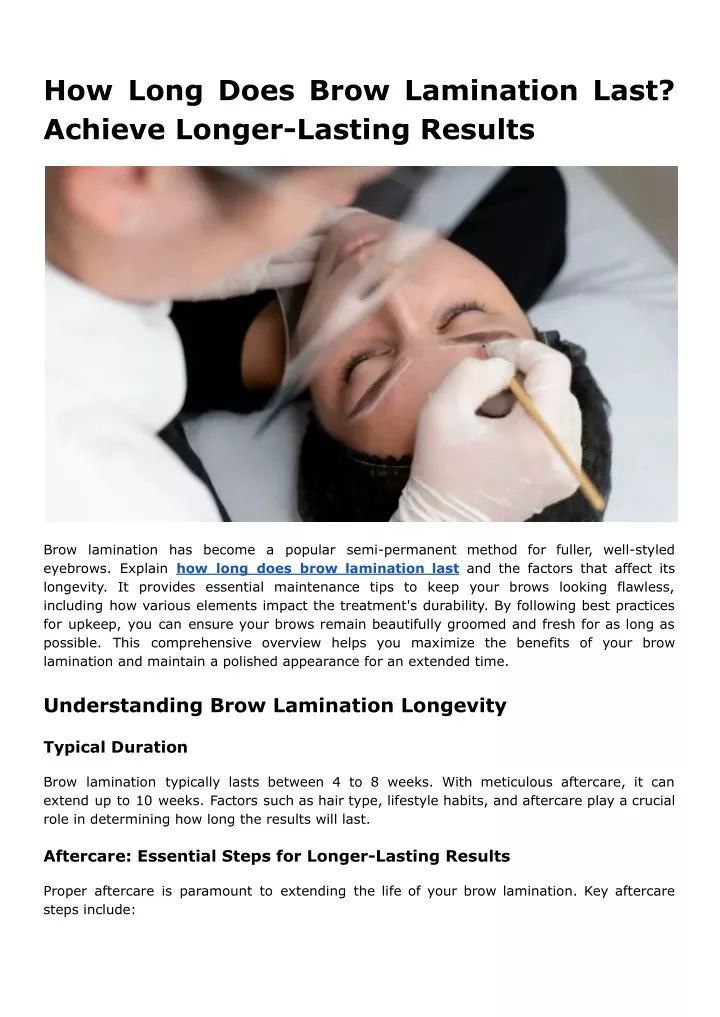 how long does brow lamination last achieve longer