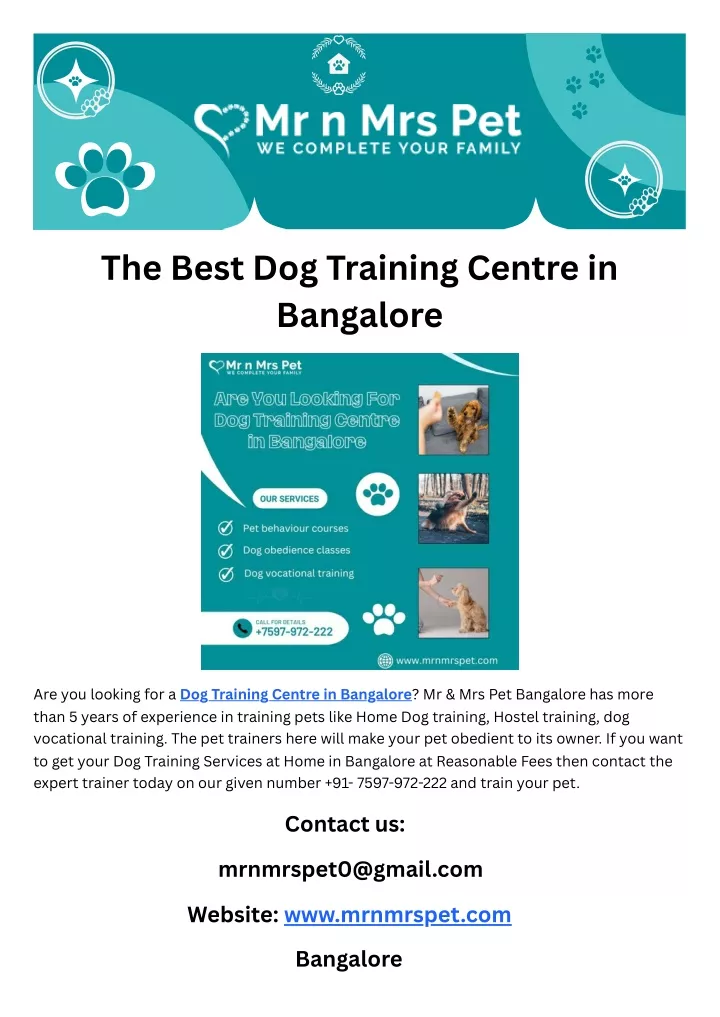 the best dog training centre in bangalore