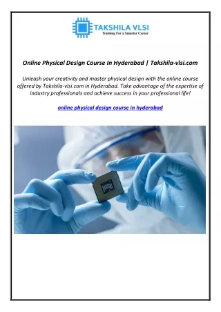 online physical design course in hyderabad