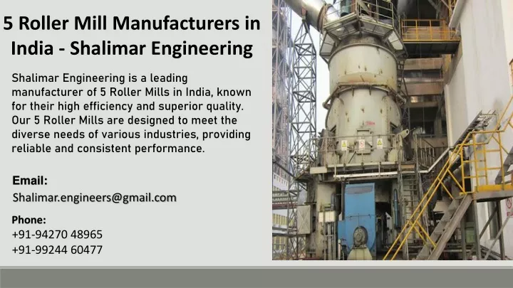 5 roller mill manufacturers in india shalimar