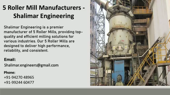 5 roller mill manufacturers shalimar engineering