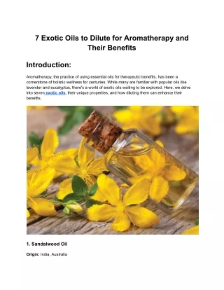 7 Exotic Oils to Dilute for Aromatherapy and Their Benefits