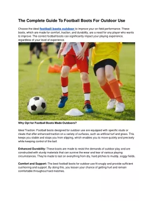The Complete Guide To Football Boots For Outdoor Use