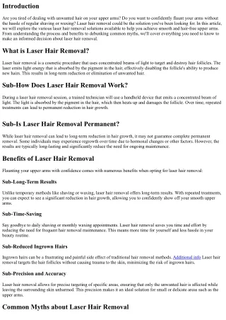 Flaunt your Upper Arms with Confidence: Laser Hair Removal Solutions