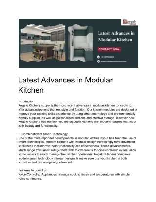 Latest Advances in Modular Kitchen
