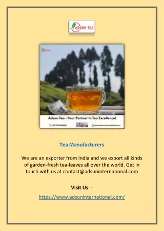 Tea Manufacturers | Adsun TEA